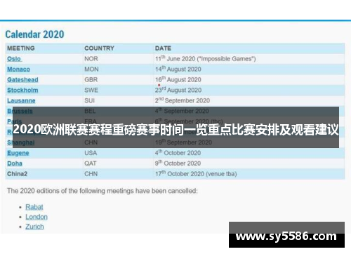 2020欧洲联赛赛程重磅赛事时间一览重点比赛安排及观看建议